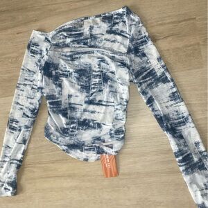 Blue and White Long Sleeve Top